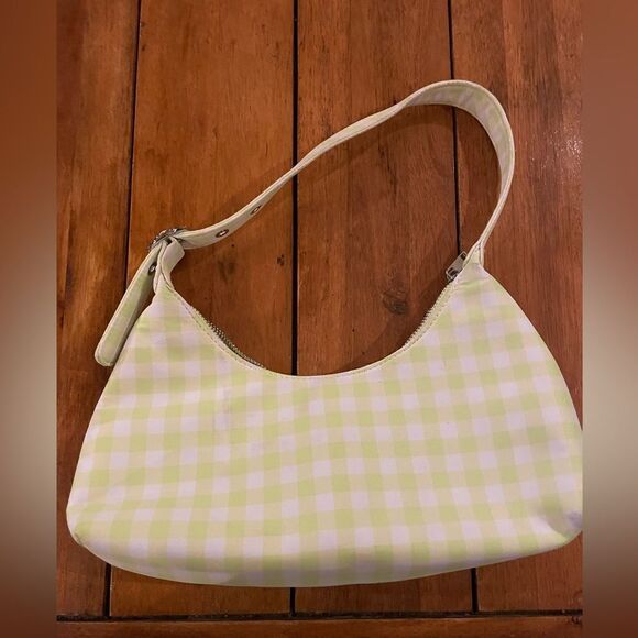 Forever 21 Women's Lime Green & White checkered Shoulder Purse Hand Bag - Picture 1 of 7